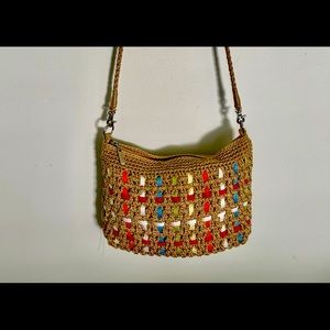 Sak Crochet multi color ribbon purse